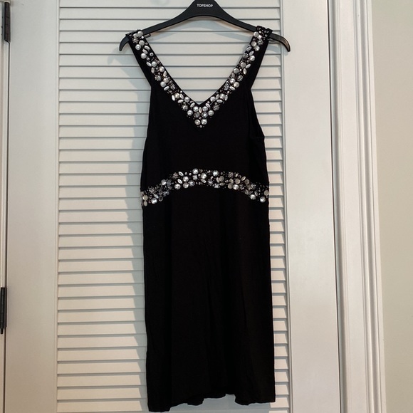 Black Warehouse dress with gemstone detail front and back. Great condition. - Picture 4 of 4